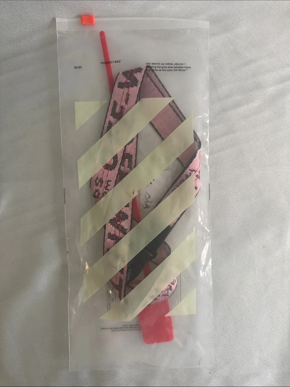 New! Off-White Pink Graphic Strap Key & Card Holder